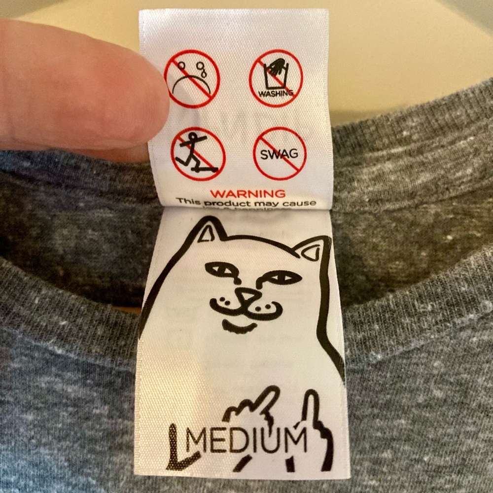 Gray RIPNDIP short sleeve tee shirt with pocket. Size M - Picture 5 of 9